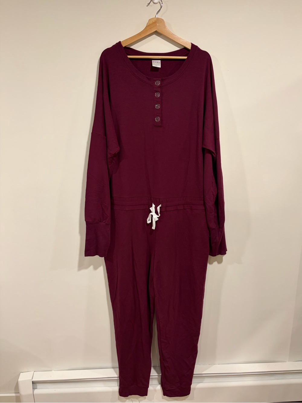 Pure Balanxed Burgundy Loungwear One Piece Jumpsuit Canadian Made Bamboo XXL